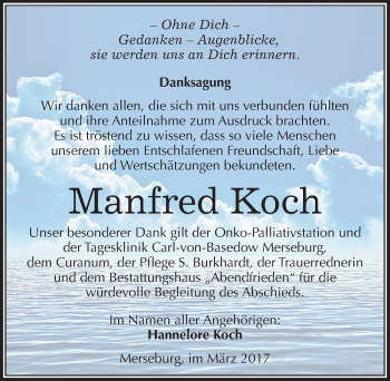Traueranzeige von Manfred Koch von Mitteldeutsche Zeitung Merseburg/Querfurt