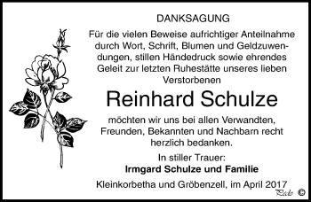 Traueranzeige von Reinhard Schulze von Mitteldeutsche Zeitung Weißenfels