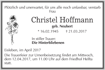 Traueranzeige von Christel Hoffmann von Super Sonntag SGH Mansf. Land