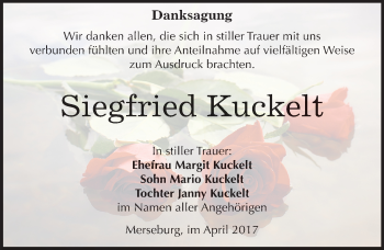 Traueranzeige von Siegfried Kuckelt von Mitteldeutsche Zeitung Merseburg/Querfurt