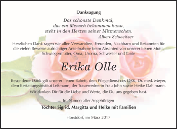 Traueranzeige von Erika Olle von Super Sonntag Wittenberg