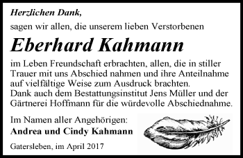 Traueranzeige von Eberhard Kahmann von Mitteldeutsche Zeitung Aschersleben