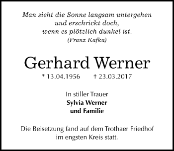 Traueranzeige von Gerhard Werner von Mitteldeutsche Zeitung Halle/Saalkreis
