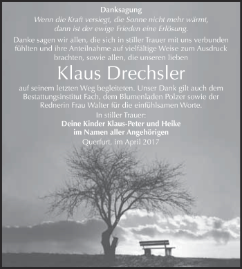 Traueranzeige von Klaus Drechsler von Super Sonntag Halle