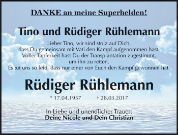 Traueranzeige von Rüdiger Rühlemann von Mitteldeutsche Zeitung Merseburg/Querfurt