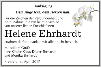 Traueranzeige von Helene Ehrhardt von Wochenspiegel Mansfelder Land