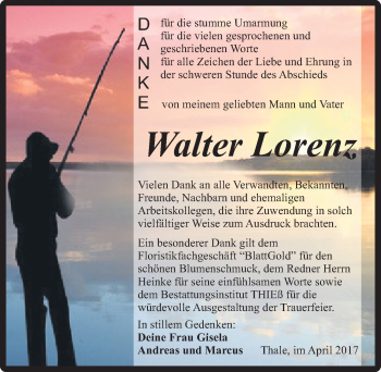Traueranzeige von Walter Lorenz von Mitteldeutsche Zeitung Quedlinburg