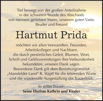 Traueranzeige von Hartmut Prida von Mitteldeutsche Zeitung Halle/Saalkreis