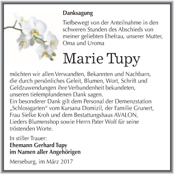 Traueranzeige von Marie Tupy von Super Sonntag Halle
