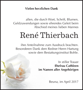 Traueranzeige von Rene Thierbach von Mitteldeutsche Zeitung Merseburg/Querfurt