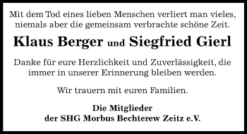 Traueranzeige von Klaus Berger und Siegfried  Gier von Mitteldeutsche Zeitung Zeitz
