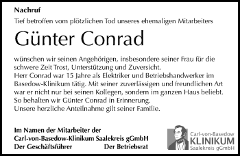 Traueranzeige von Günter Conrad von Mitteldeutsche Zeitung Merseburg/Querfurt