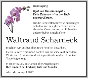 Traueranzeige von Waltraud Scharneck von Super Sonntag SGH Mansf. Land