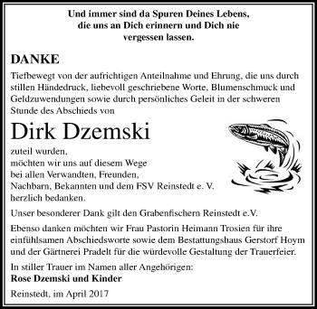 Traueranzeige von Dirk Dzemski von Mitteldeutsche Zeitung Quedlinburg