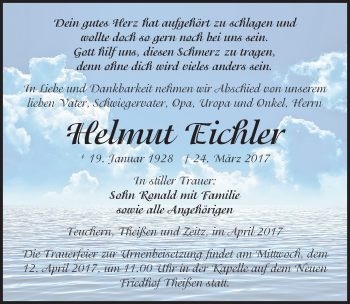 Traueranzeige von Helmut Eichler von Mitteldeutsche Zeitung Zeitz