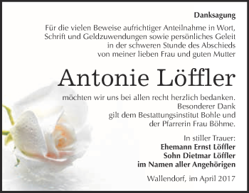 Traueranzeige von Antonie Löffler von Super Sonntag Merseburg