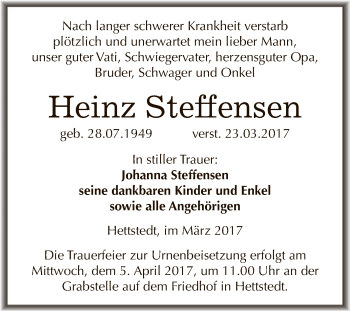 Traueranzeige von Heinz Steffensen von Super Sonntag SGH Mansf. Land