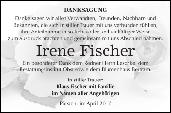 Traueranzeige von Irene Fischer von Super Sonntag Merseburg