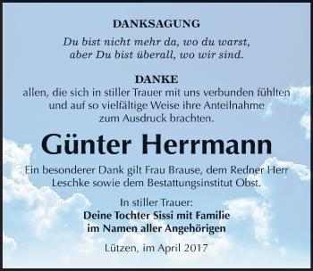 Traueranzeige von Günter Herrmann von Mitteldeutsche Zeitung Weißenfels