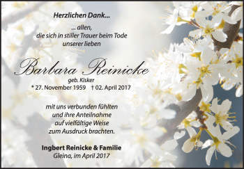 Traueranzeige von Barbara Reinicke von Mitteldeutsche Zeitung