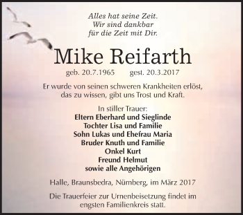 Traueranzeige von Mike Reifarth von Super Sonntag Halle