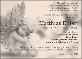 Traueranzeige von Matthias Ehlert von WVG - Wochenspiegel Merseburg