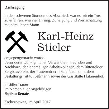Traueranzeige von Karl-Heinz Stieler von WVG - Wochenspiegel Wittenberg