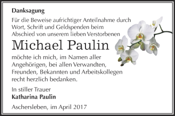 Traueranzeige von Michael Paulin von Super Sonntag SGH Mansf. Land