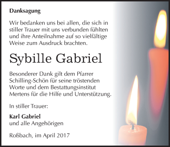 Traueranzeige von Sybille Gabriel von Mitteldeutsche Zeitung Naumburg/Nebra