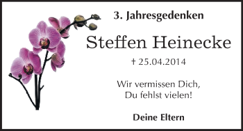 Traueranzeige von Steffen Heinecke von Mitteldeutsche Zeitung Dessau-Roßlau