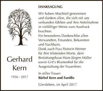 Traueranzeige von Gerhard Kern von Super Sonntag Aschersleben