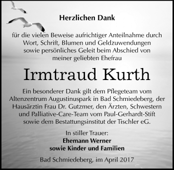 Traueranzeige von Irmtraud Kurth von Mitteldeutsche Zeitung Wittenberg