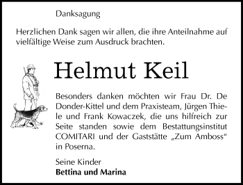 Traueranzeige von Helmut Keil von Mitteldeutsche Zeitung Weißenfels