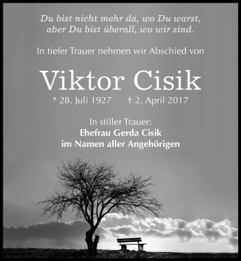 Traueranzeige von Viktor Cisik von Mitteldeutsche Zeitung Mansfelder Land