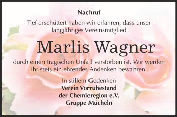 Traueranzeige von Marlis Wagner von WVG - Wochenspiegel Merseburg