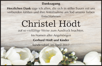 Traueranzeige von Christel Hödt von Mitteldeutsche Zeitung Bitterfeld