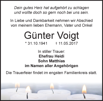 Traueranzeige von Günter Voigt von Mitteldeutsche Zeitung Halle/Saalkreis