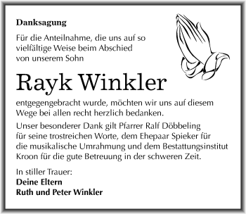 Traueranzeige von Rayk Winkler von Mitteldeutsche Zeitung Halle/Saalkreis