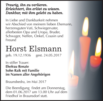 Traueranzeige von Horst Elsmann von Mitteldeutsche Zeitung Merseburg/Querfurt