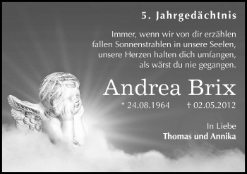 Traueranzeige von Andrea Brix von Mitteldeutsche Zeitung Naumburg/Nebra