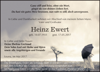 Traueranzeige von Heinz Ewert von Mitteldeutsche Zeitung Merseburg/Querfurt