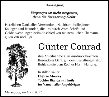 Traueranzeige von Günter Conrad von WVG - Wochenspiegel Merseburg