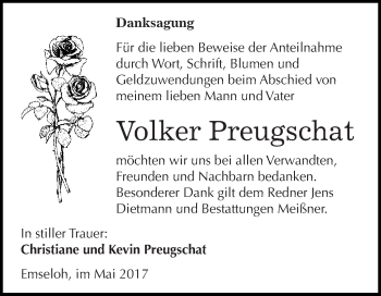 Traueranzeige von Volker Preugschat von Super Sonntag SGH Mansf. Land