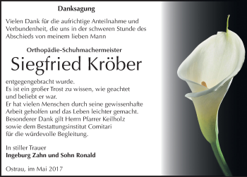 Traueranzeige von Siegfried Kröber von Mitteldeutsche Zeitung Zeitz