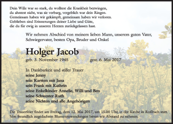 Traueranzeige von Holger Jacob von Mitteldeutsche Zeitung Naumburg/Nebra