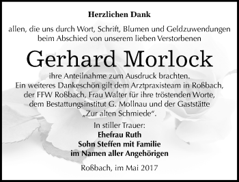 Traueranzeige von Gerhard Morlock von Mitteldeutsche Zeitung Merseburg/Querfurt