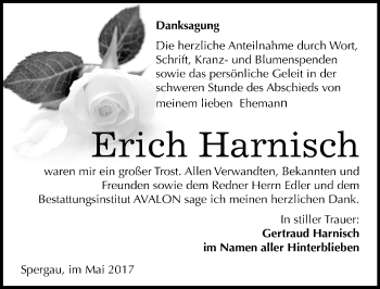 Traueranzeige von Erich Harnisch von Mitteldeutsche Zeitung Merseburg/Querfurt