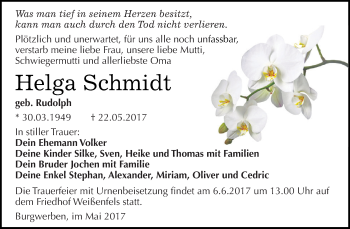 Traueranzeige von Helga Schmidt von WVG - Wochenspiegel NMB / WSF / ZTZ