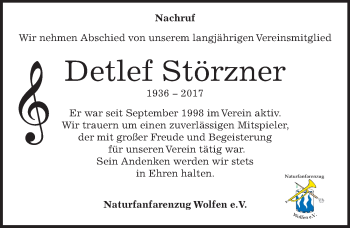 Traueranzeige von Detlef Störzner von Mitteldeutsche Zeitung Bitterfeld