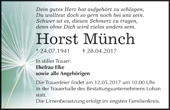 Traueranzeige von Horst Münch von Mitteldeutsche Zeitung Bitterfeld